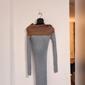 Jourden Chic Off-Shoulder Striped Knit Bodycon Midi Dress NWT Misses Size 6